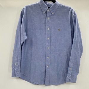 Vintage RALPH Ralph Lauren Women's Cotton Button Down Shirt 12 Blue